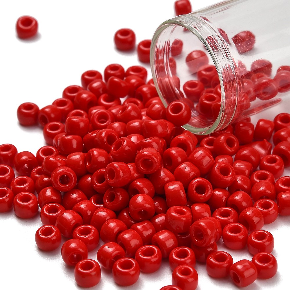 TOHO Japanska Seed Beads 5,5mm (3/0) Röd Opaque Cherry, 60st + 10ml Glasburk
