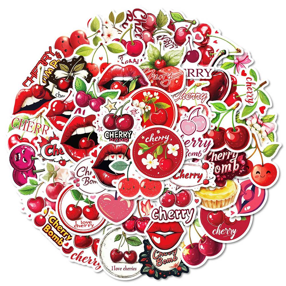 Klistermärken Cherry Körsbär, 50st olika motiv