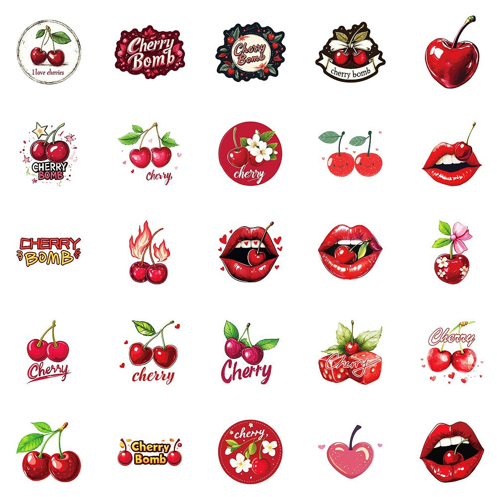 Klistermärken Cherry Körsbär, 50st olika motiv