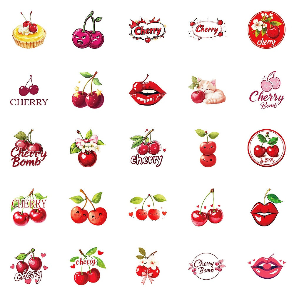 Klistermärken Cherry Körsbär, 50st olika motiv
