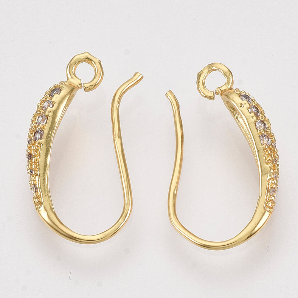 Örhängeskrokar Cubic Zirconiastenar 18K Guldplätering Nickelfria, 1 par