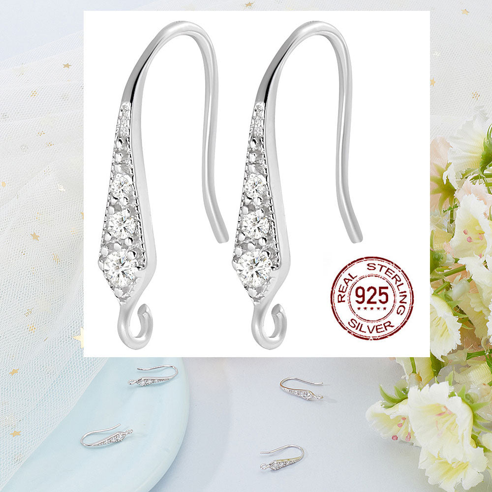 Örhängeskrokar Cubic Zirconia äkta 925 Sterling Silver 17x3mm Nickelfri, 1 par