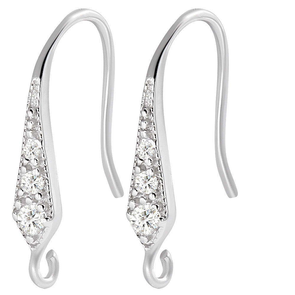 Örhängeskrokar Cubic Zirconia äkta 925 Sterling Silver 17x3mm Nickelfri, 1 par
