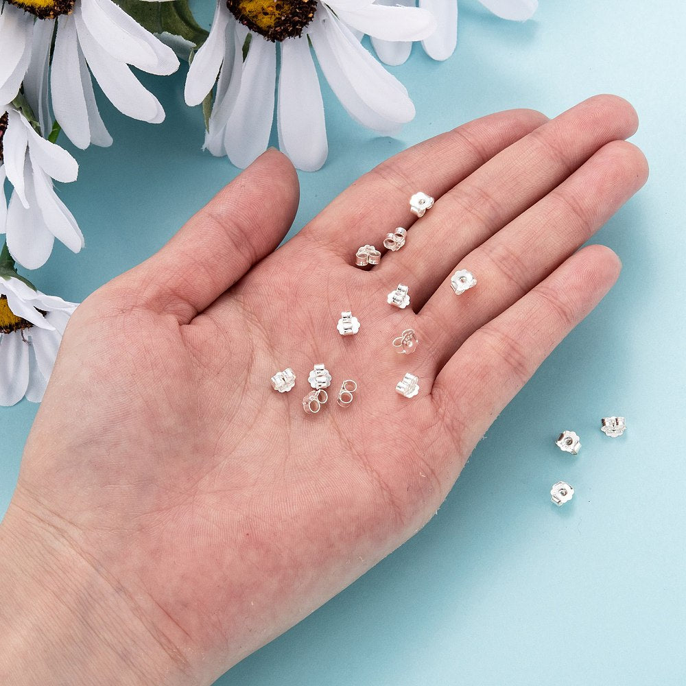 Bakstycken i äkta 925 Sterlingsilver 6x5mm, 1 par