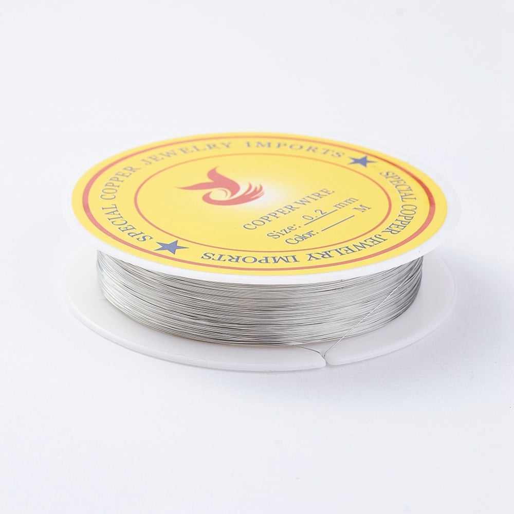 Koppartråd Rund 0,2 mm Silverpläterad för Wirewrapping, 1 rulle (40 meter)