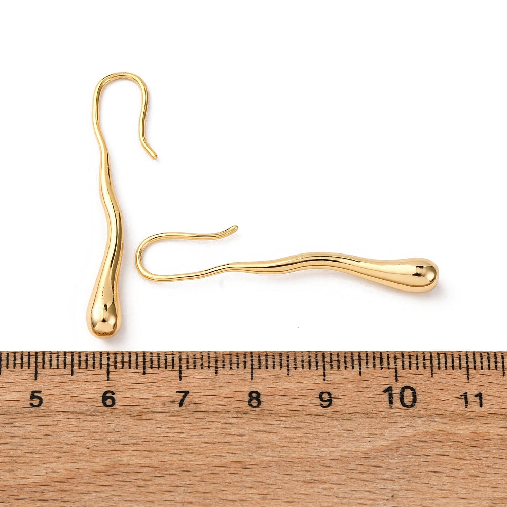 Tårformade hängörhängen 42,5mm i Mässing 18K Guldpläterade Nickelfria, 1 par