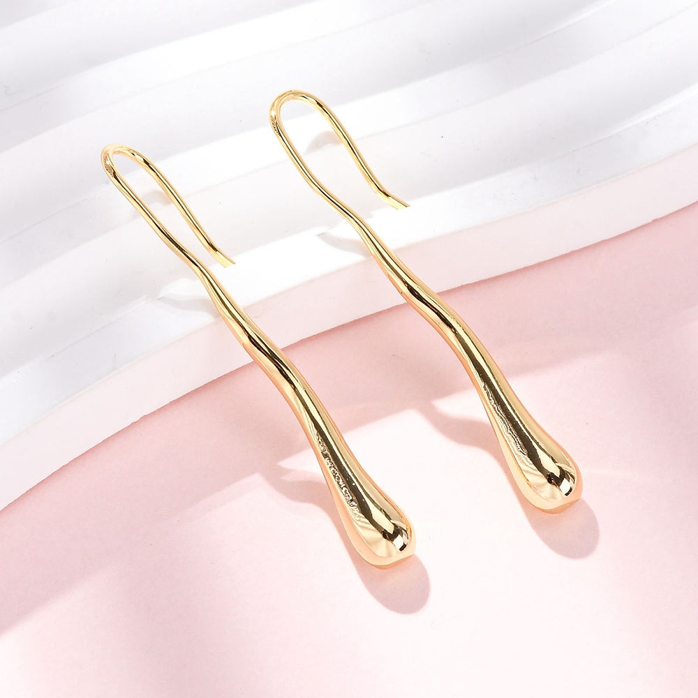 Tårformade hängörhängen 42,5mm i Mässing 18K Guldpläterade Nickelfria, 1 par