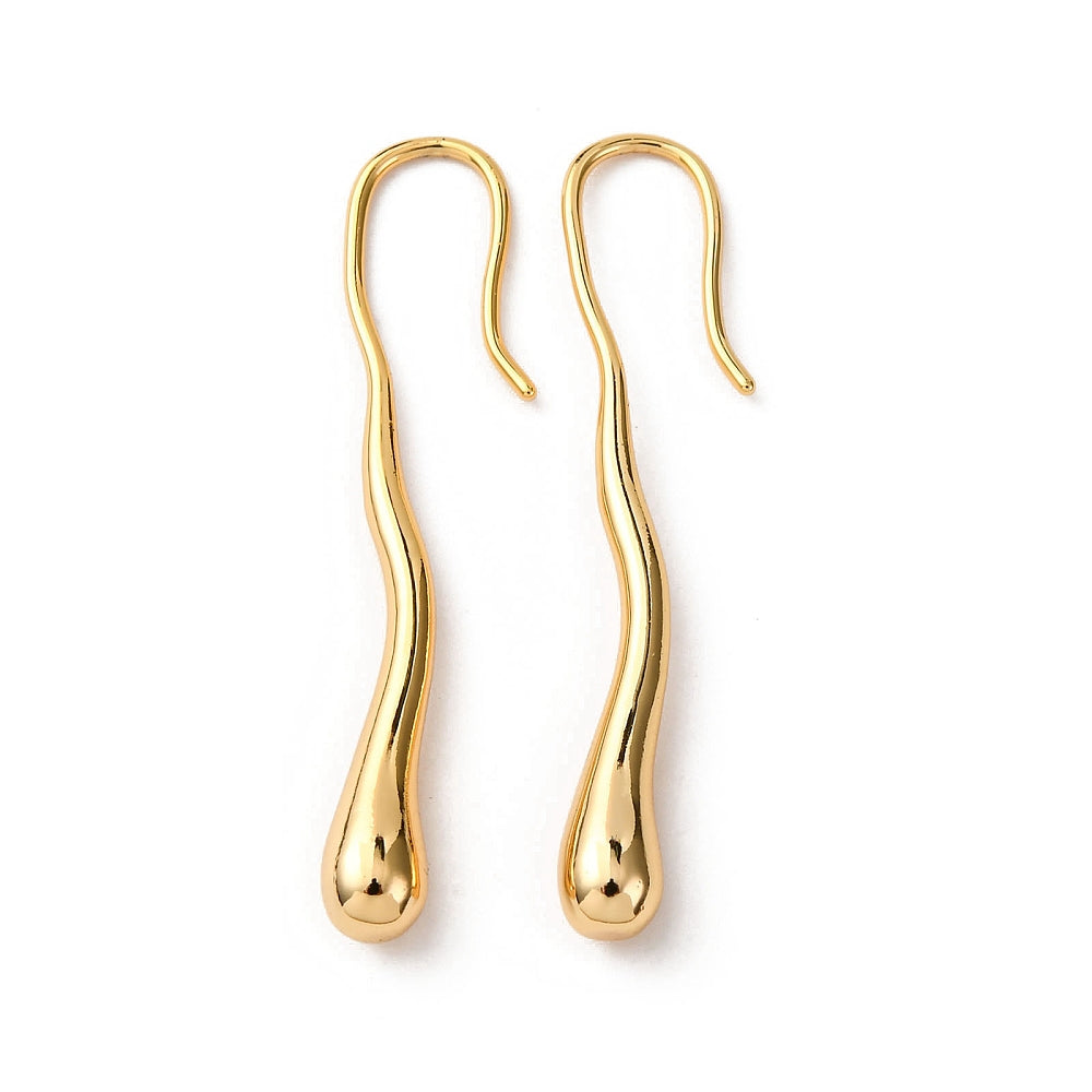 Tårformade hängörhängen 42,5mm i Mässing 18K Guldpläterade Nickelfria, 1 par