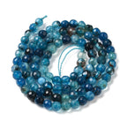 Fasetterade Agatpärlor 4mm Blåa Naturliga Ädelstenar, 1 sträng (ca 36cm)