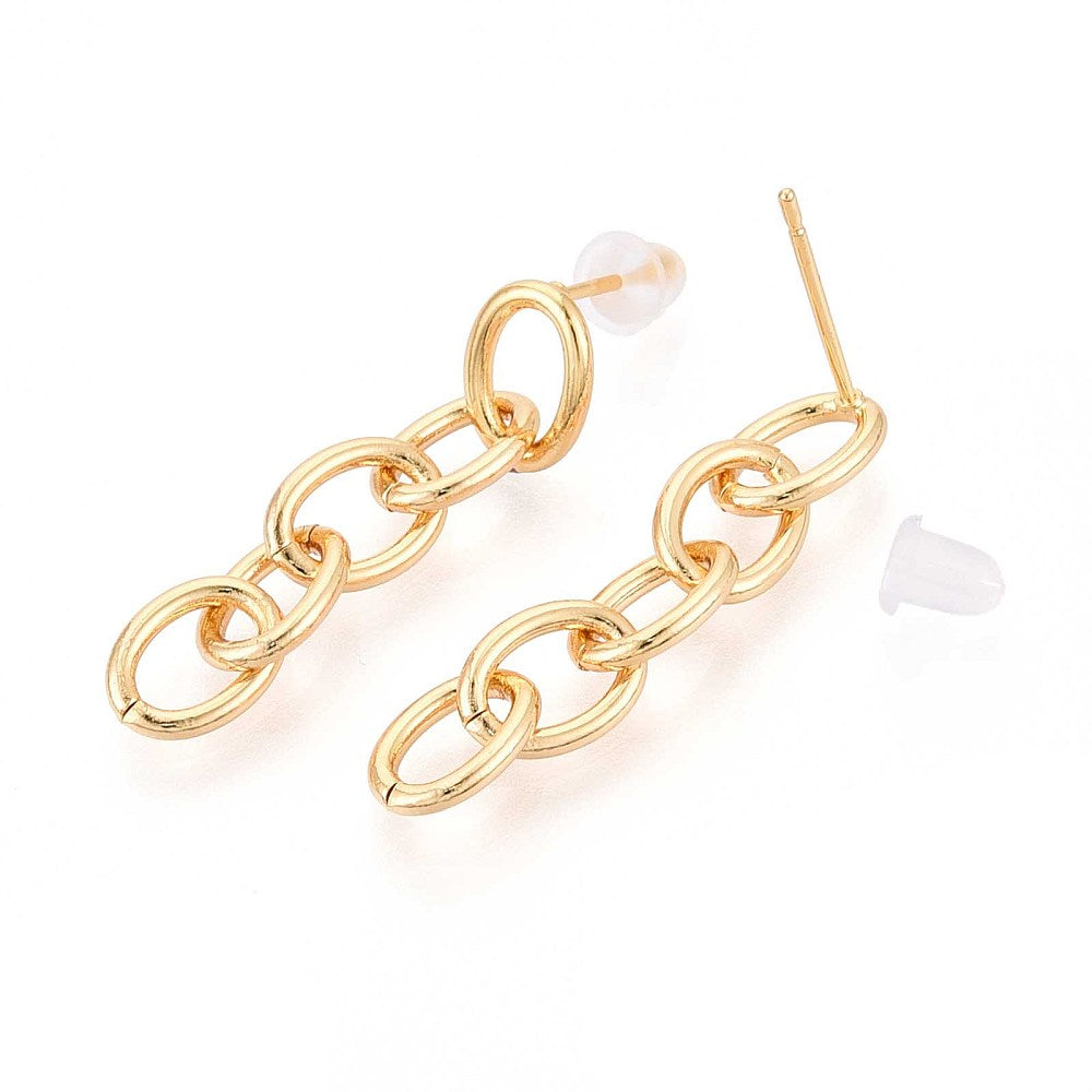 Dinglande Örhängen Kedja Mässing 18K Guldpläterade Nickelfria, 1 par