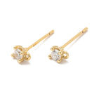 Stiftörhängen 18K Guldpläterad med Liten Kubisk Zirkonia 3x3mm Nickelfria, 1 par