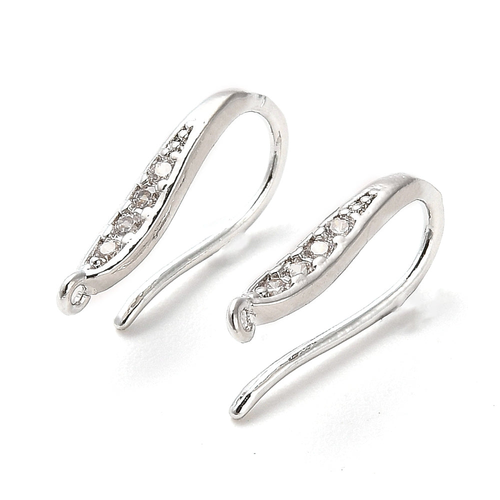Örhängeskrokar 16mm Kubisk Zirkonia Mikro Pavé Platinapläterade Nickelfria, 1 par
