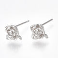 Stiftörhängen Blomma Platinapläterade med Kubisk Zirkonia Nickelfria, 1 par