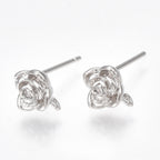 Stiftörhängen Blomma Platinapläterade med Kubisk Zirkonia Nickelfria, 1 par