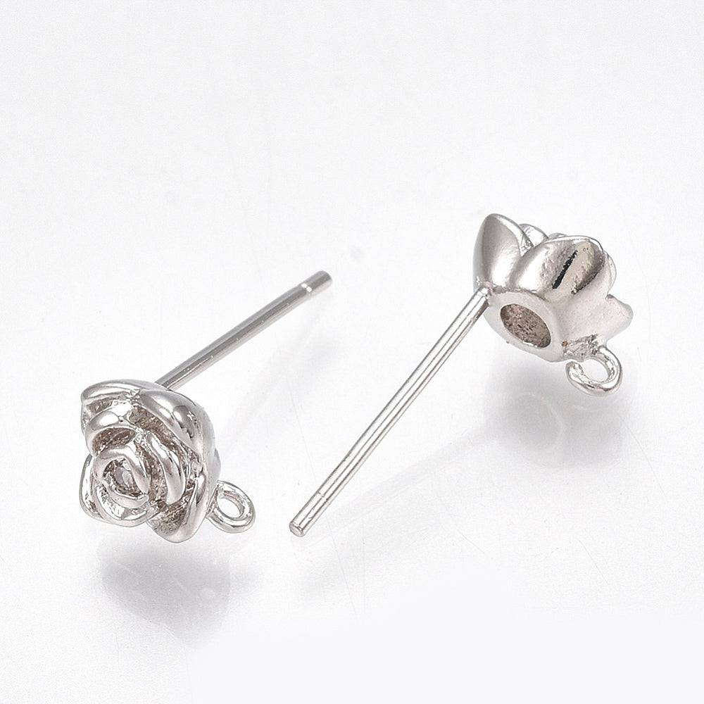 Stiftörhängen Blomma Platinapläterade med Kubisk Zirkonia Nickelfria, 1 par