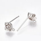 Stiftörhängen Blomma Platinapläterade med Kubisk Zirkonia Nickelfria, 1 par