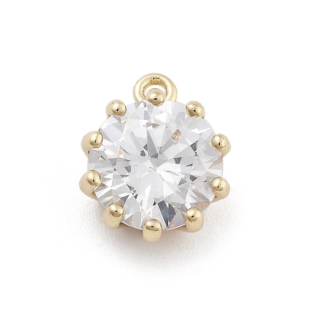 Berlock med Kubisk Zirkonia 12x10mm 14K Guldpläterad Mässing, 1st