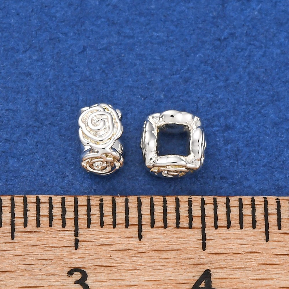 Mässingspärlor 925 Sterling Silverplätering 5x5x3mm Nickelfria, 4-pack