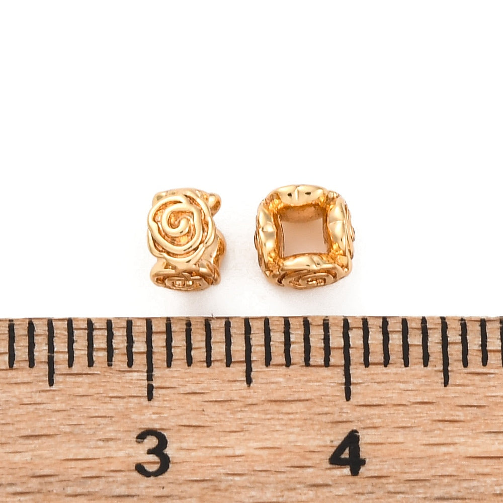 Mässingspärlor 18K Guldplätering 5x5x3mm Nickelfria, 4-pack
