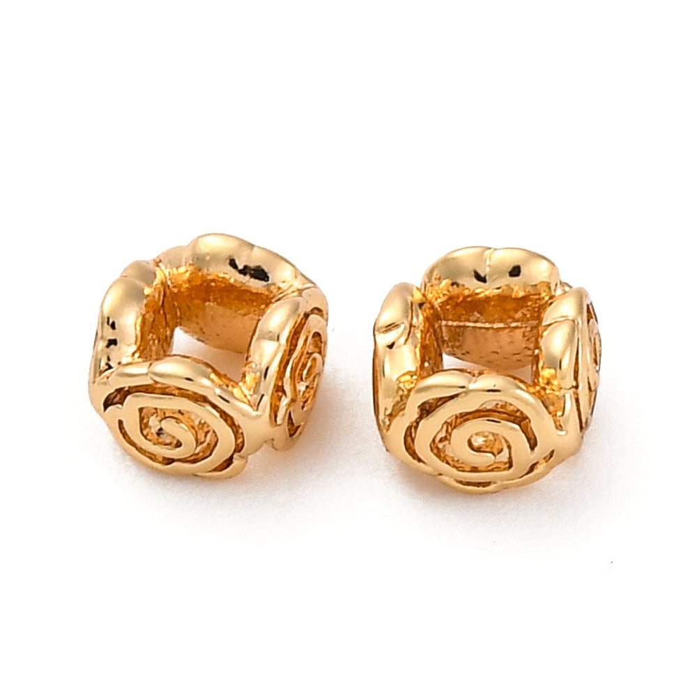 Mässingspärlor 18K Guldplätering 5x5x3mm Nickelfria, 4-pack