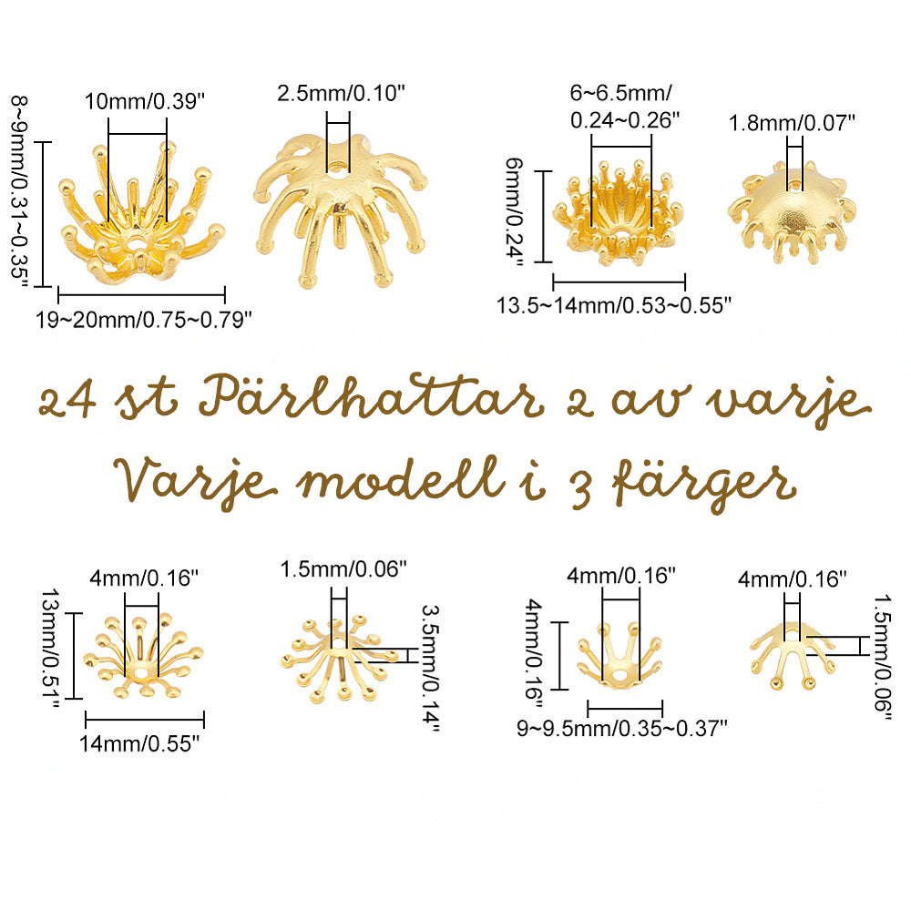 Pärlhattar Blompistiller Mixade Pläteringar, 24-pack