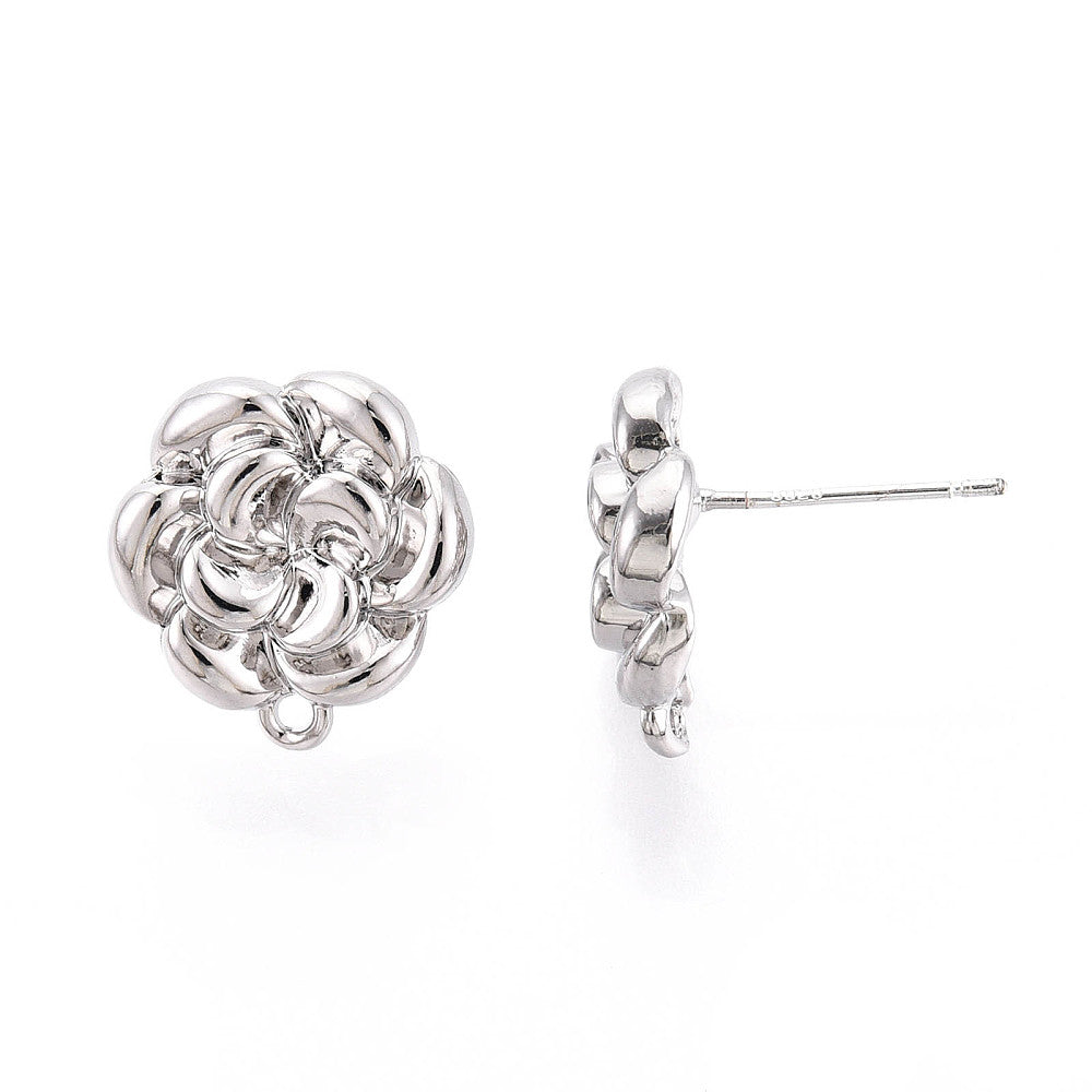 Stiftörhängen Blomma 15mm Platinapläterade Nickelfria, 1 par