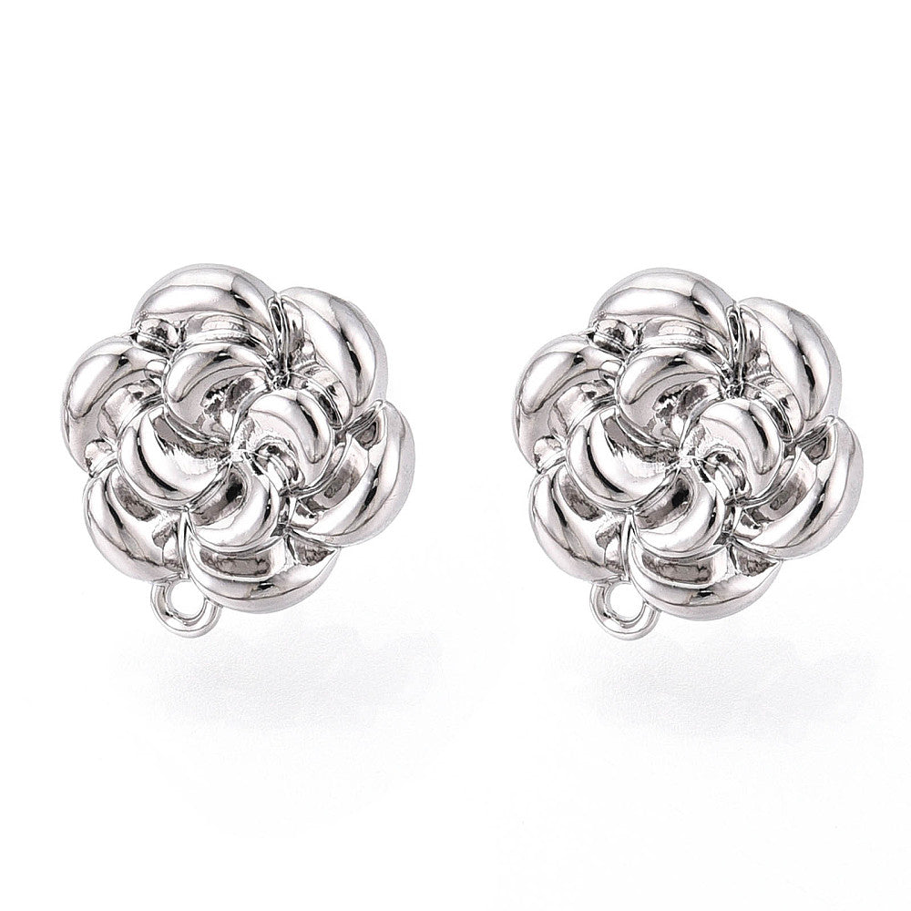 Stiftörhängen Blomma 15mm Platinapläterade Nickelfria, 1 par