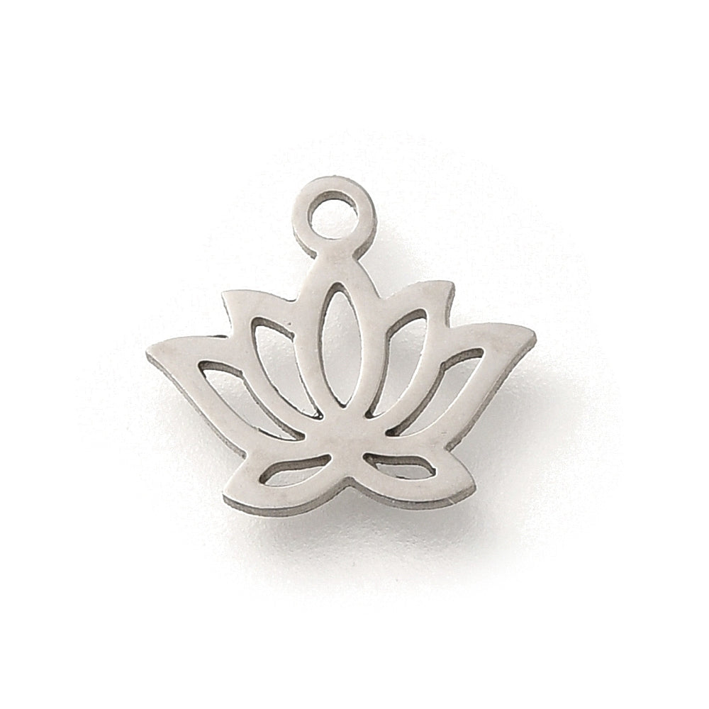 Berlocker Lotusblomma 10x11mm Rostfritt Stål, 2-pack