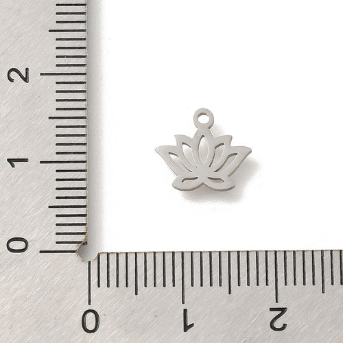 Berlocker Lotusblomma 10x11mm Rostfritt Stål, 2-pack