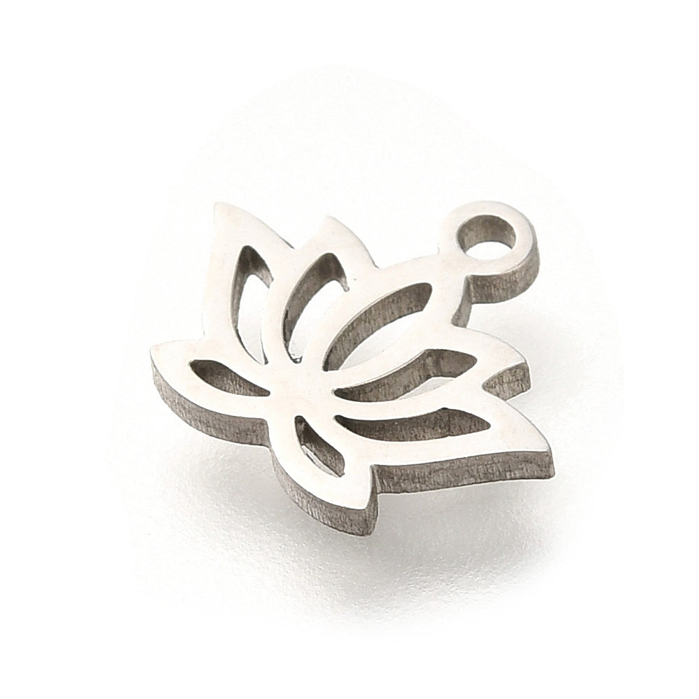 Berlocker Lotusblomma 10x11mm Rostfritt Stål, 2-pack