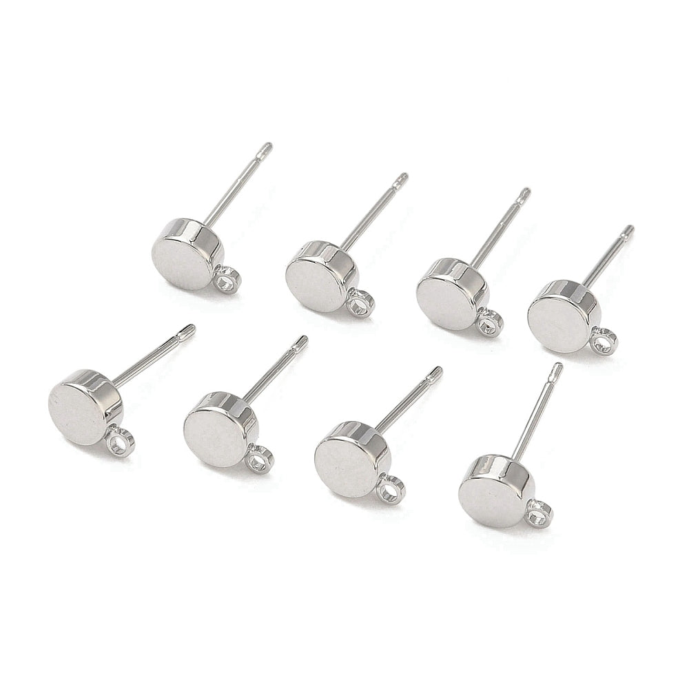 Äkta Platinapläterade Stiftörhängen med horisontell ögla.