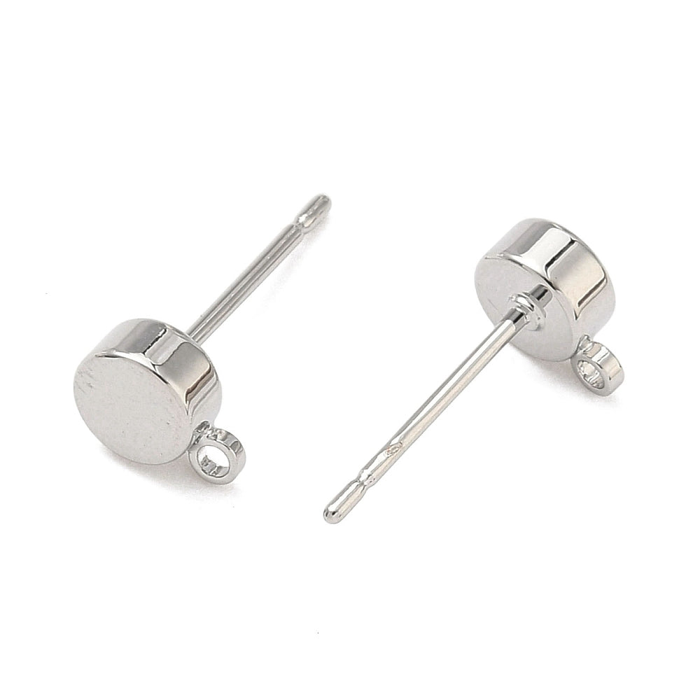 Äkta Platinapläterade Stiftörhängen med horisontell ögla.