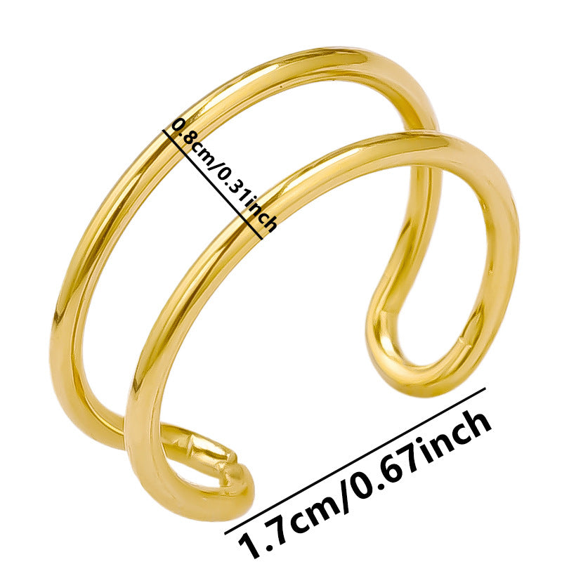 Cuff‑ring i rostfritt stål guldfärg, 1 st