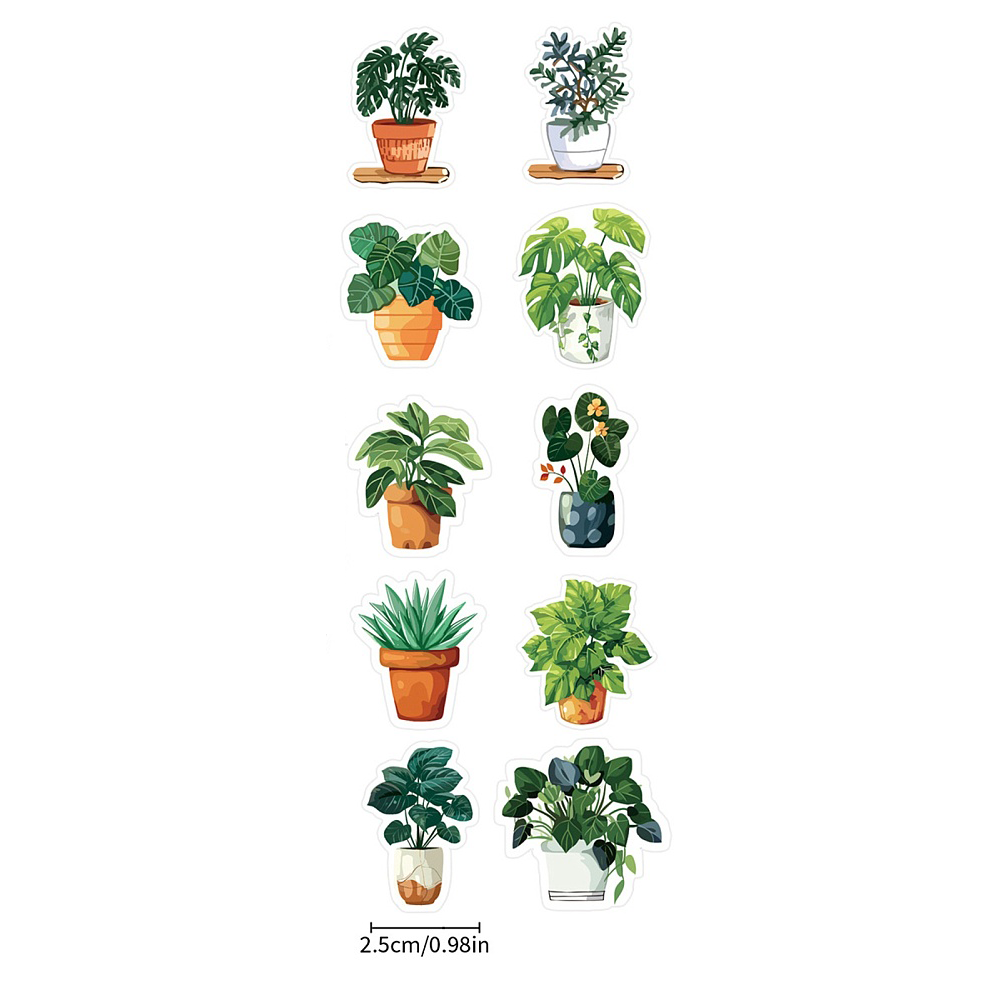 Självhäftande dekorstickers med 10 olika växtmotiv. Storlek ca 25–35 mm.