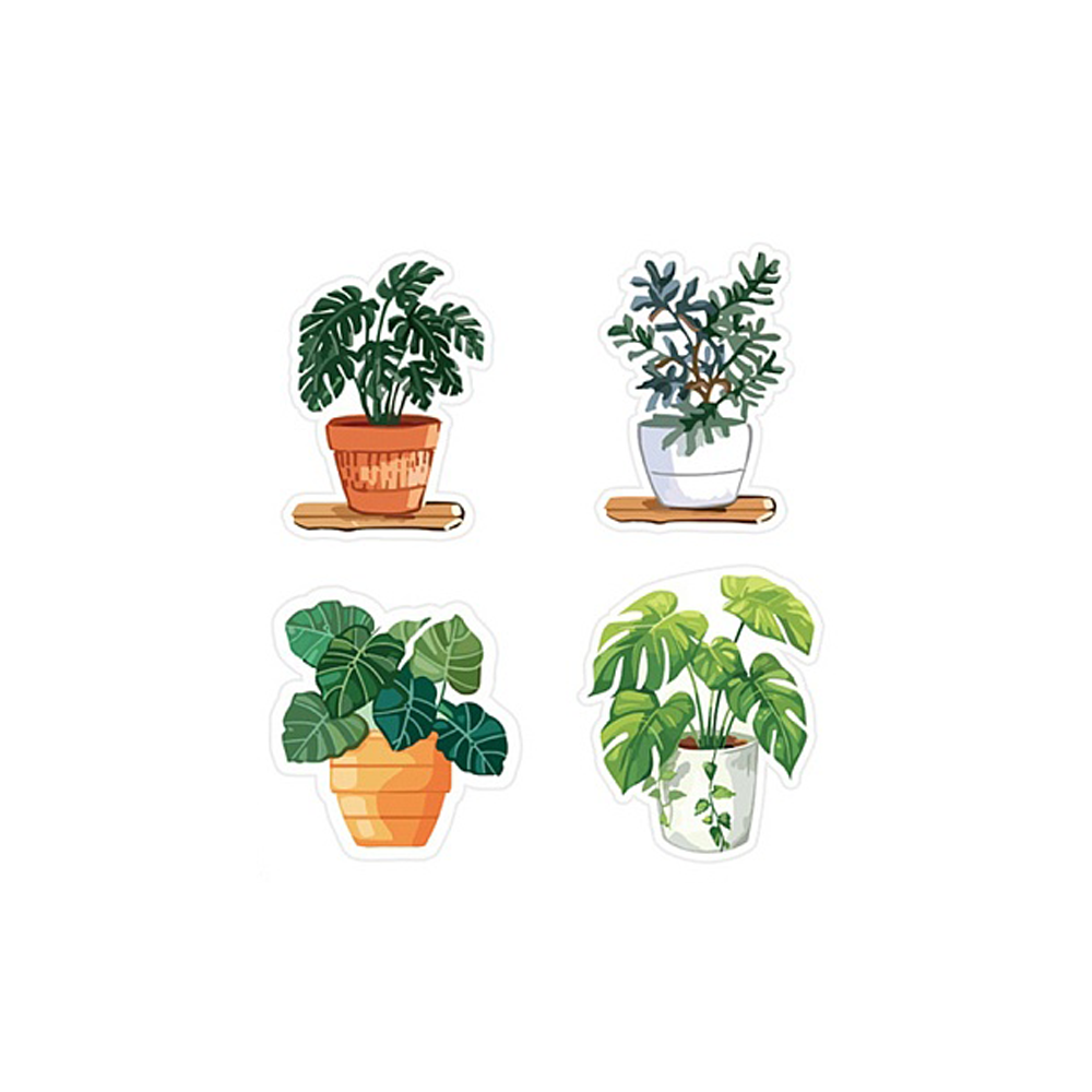 Dekorativa klistermärken med tio olika populära krukväxter, 10st remsor (100st stickers)