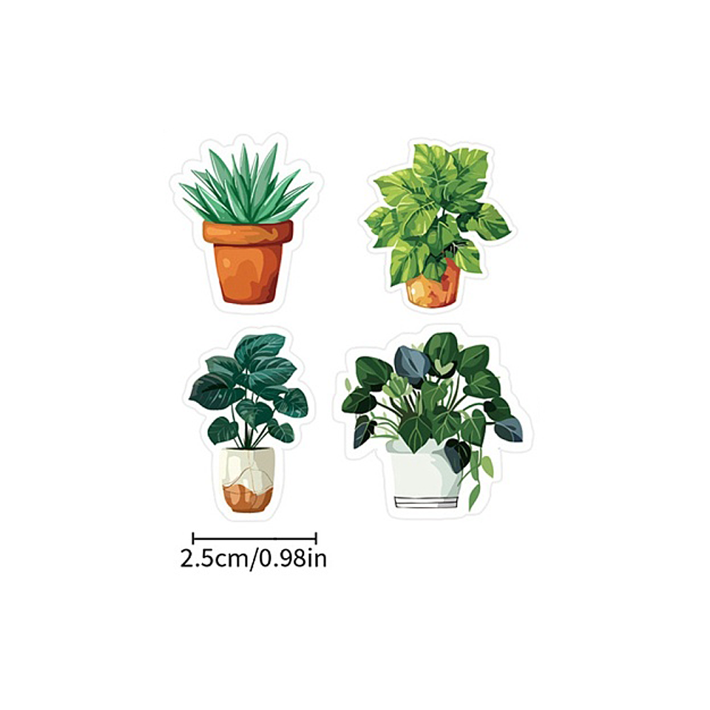 Dekorativa klistermärken med tio olika populära krukväxter, 10st remsor (100st stickers)