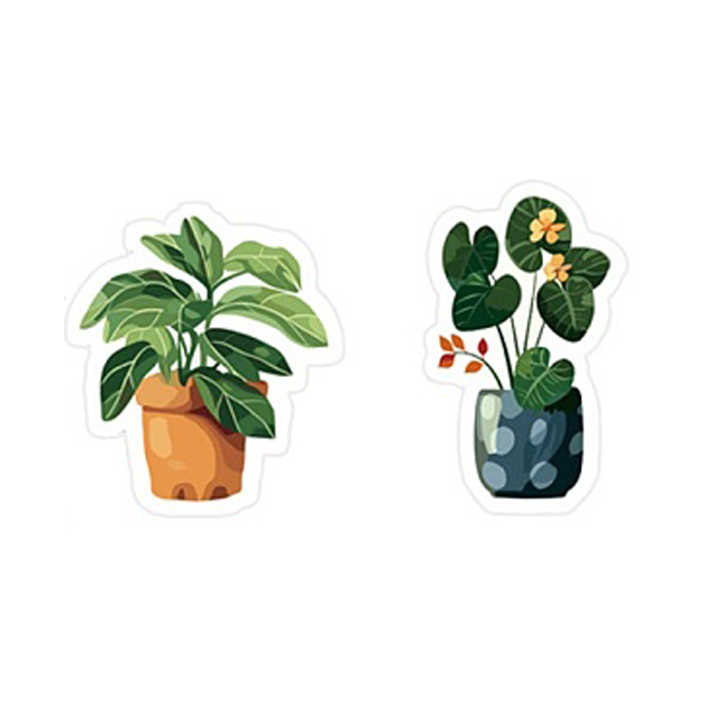 Dekorativa klistermärken med tio olika populära krukväxter, 10st remsor (100st stickers)