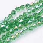 Glaspärlor facetterade biconepärlor AB Limegrön 4 mm, 1 Sträng (ca 28cm)