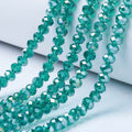 Glaspärlor facetterade pärlor AB cyan 4 mm, 1 sträng (ca 38cm)