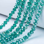 Glaspärlor facetterade pärlor AB cyan 4 mm, 1 sträng (ca 38cm)