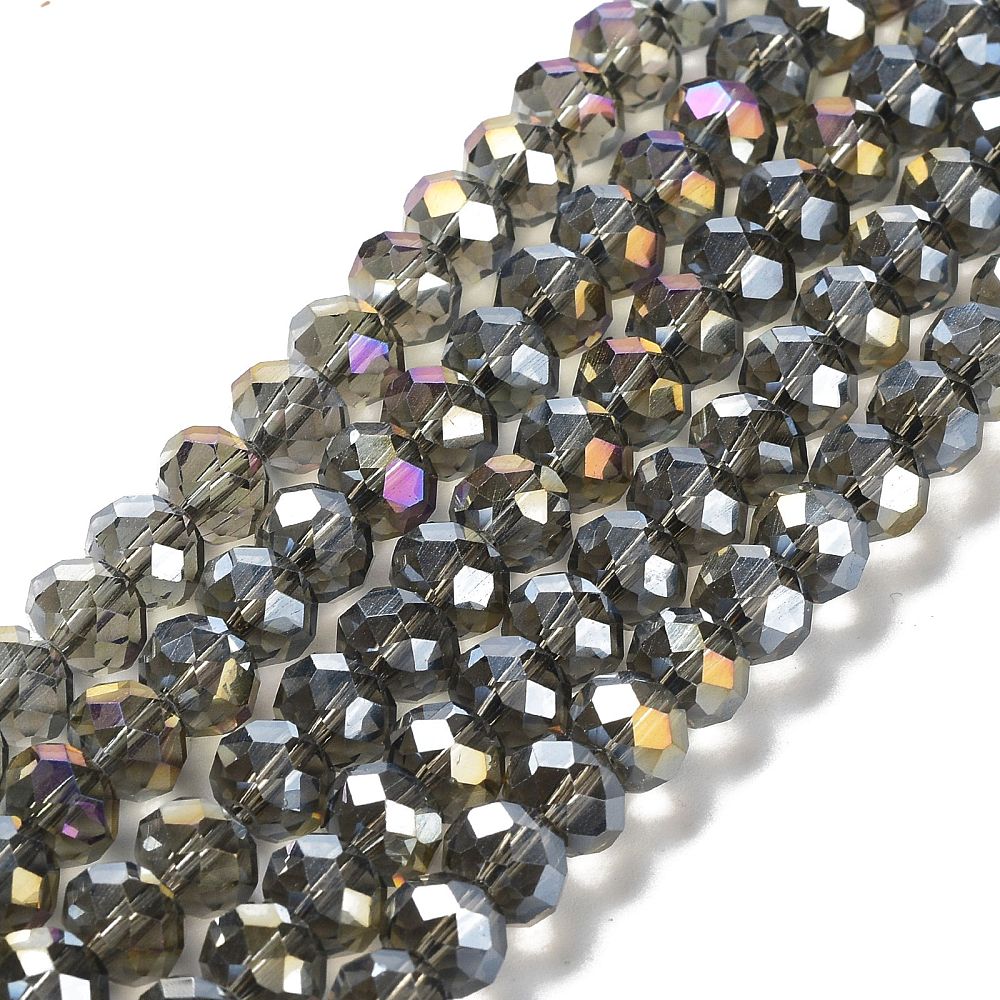 Glaspärlor facetterade pärlor AB grå 4 mm, 1 sträng (ca 38cm)