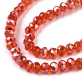 Glaspärlor facetterade pärlor AB orangeröd 4 mm, 1 sträng (38cm)