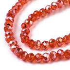Glaspärlor facetterade pärlor AB orangeröd 4 mm, 1 sträng (38cm)