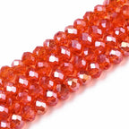 Glaspärlor facetterade pärlor AB orangeröd 4 mm, 1 sträng (38cm)