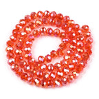 Glaspärlor facetterade pärlor AB orangeröd 6 mm, 1 sträng (ca 39cm)