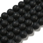 Svart onyx facetterade pärlor frostade runda 8 mm, 1 sträng (ca 38cm)
