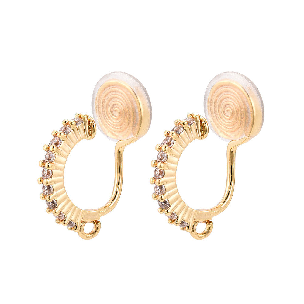 Clip-on örhängen i mässing med Cubic Zirconia 18K Guldpläterade Nickelfria, 1 par
