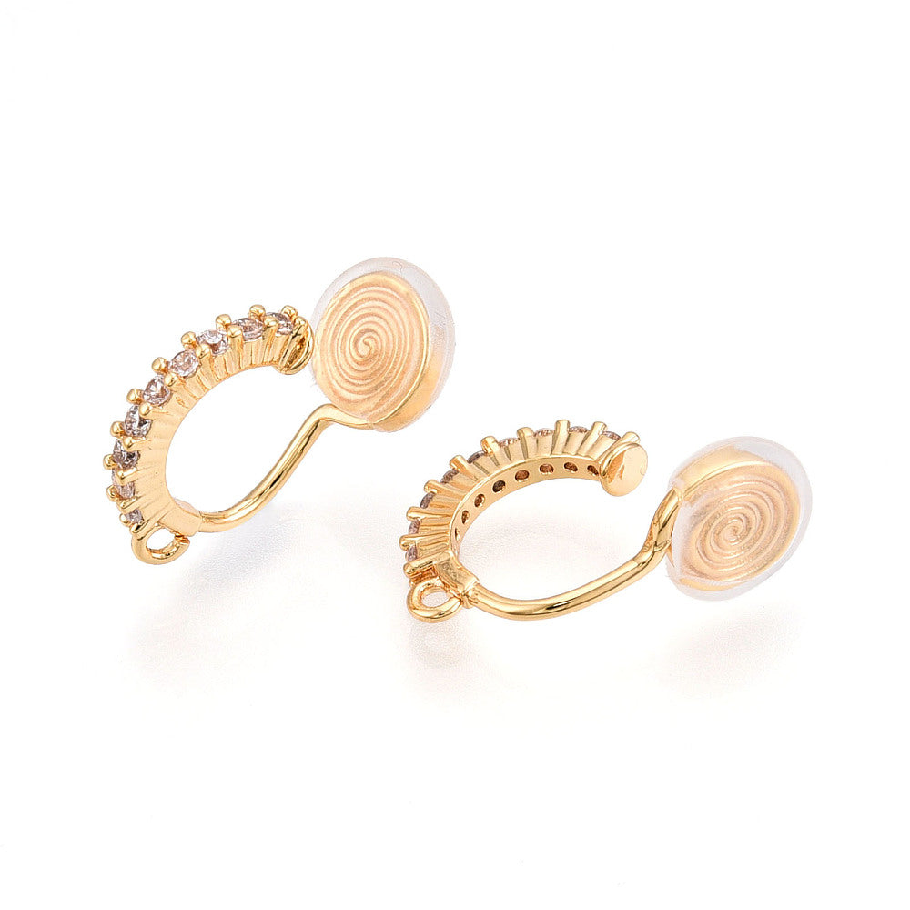 Clip-on örhängen i mässing med Cubic Zirconia 18K Guldpläterade Nickelfria, 1 par