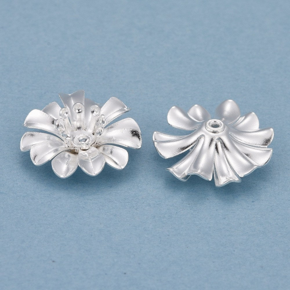 Pärlhattar i mässing Blomformade med pistiller 925 Silverpläterade, 6-pack