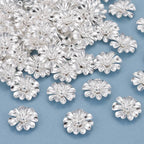 Pärlhattar i mässing Blomformade med pistiller 925 Silverpläterade Nickelfria, 6-pack